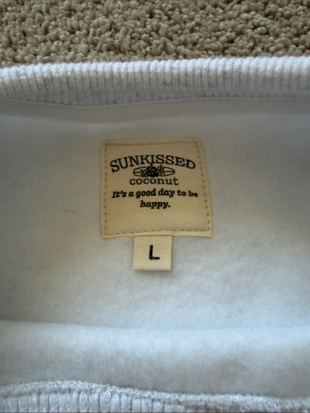 SUNKISSED Coconut Cursive Crewneck Sweatshirt Light Gray - Picture 4 of 9